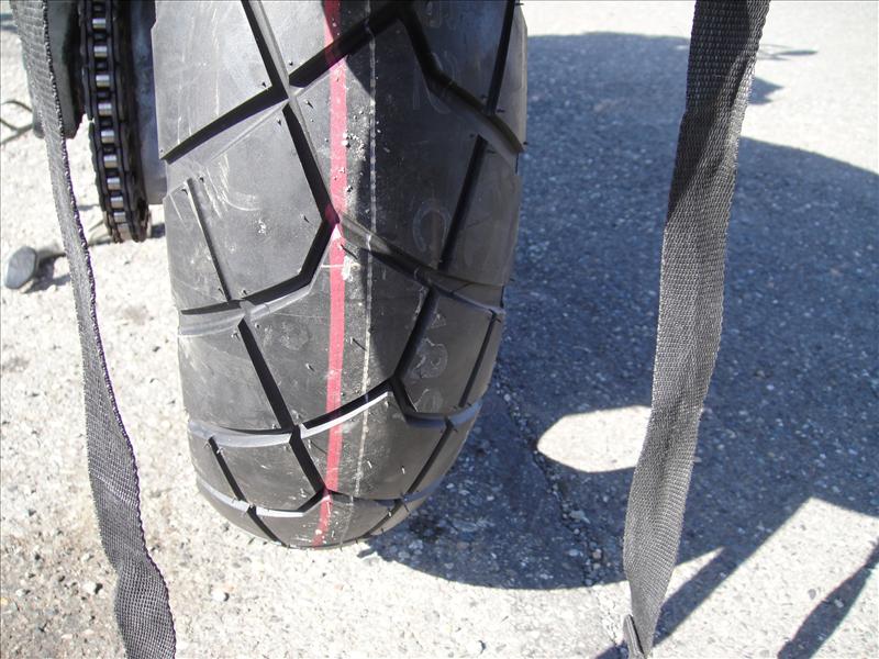 New Tread - wish we had a pic of the old tire - just like this but bald in the center.  At least the cord wasn't showing!